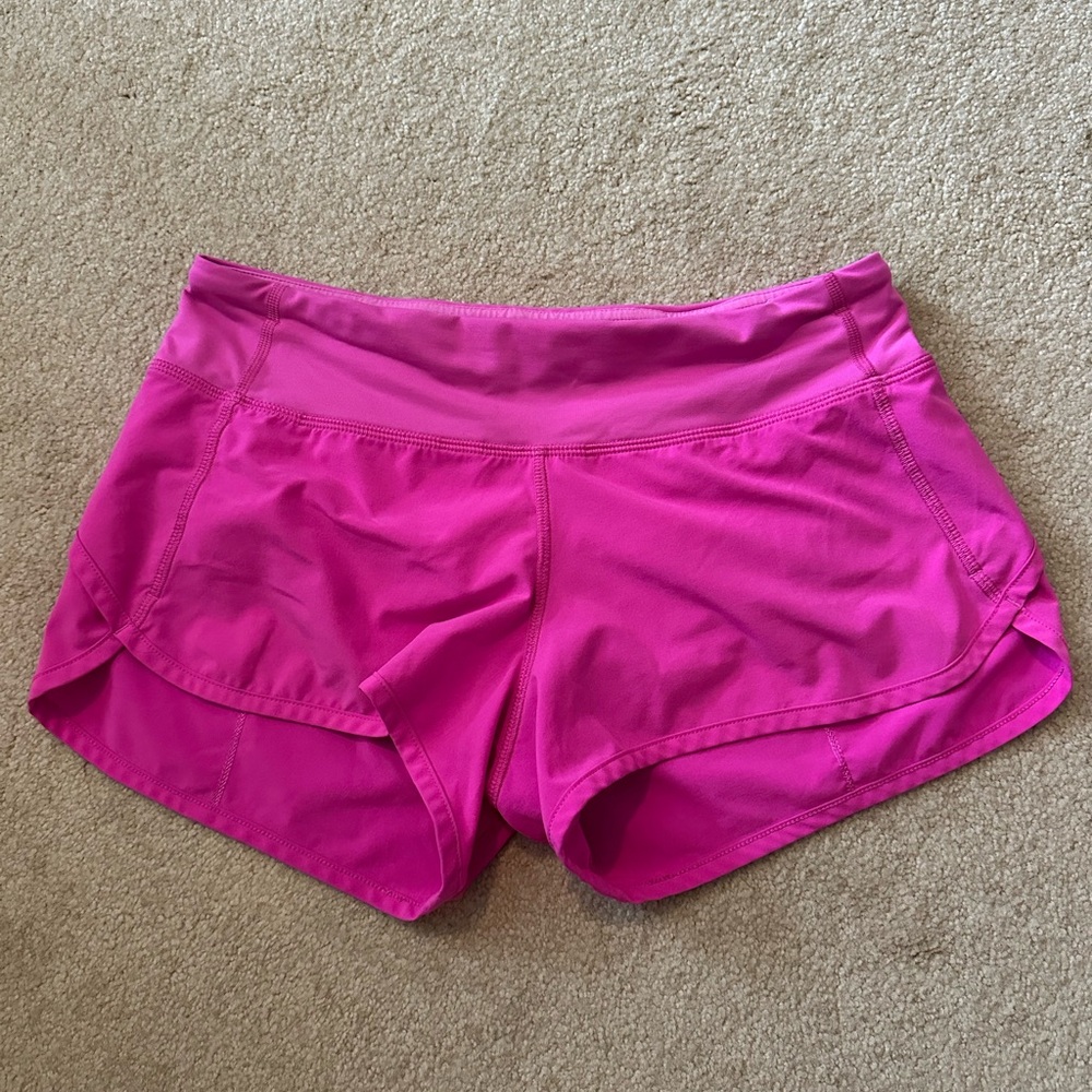 Lululemon Pink Speed Up Shorts Size 4 2.5”